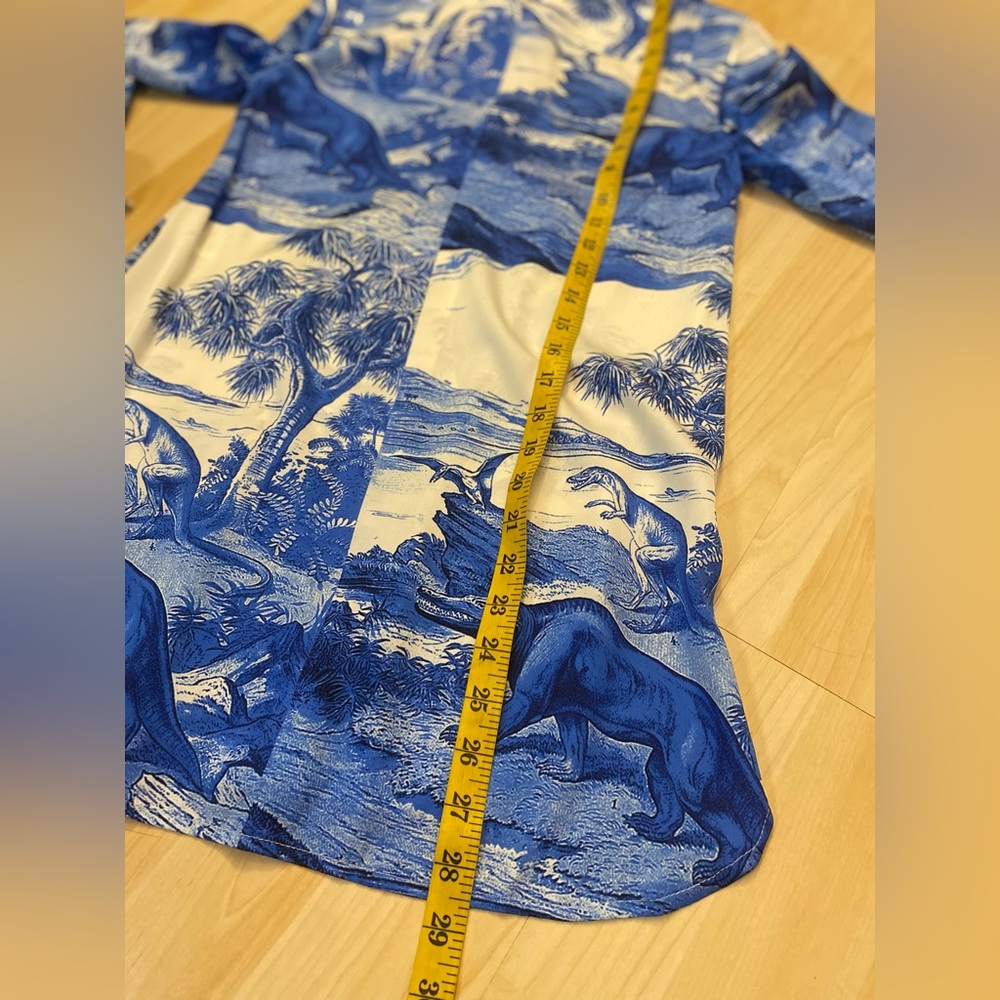 Ellery silk Blue and White Dinosaur Print Shirt - Picture 5 of 16